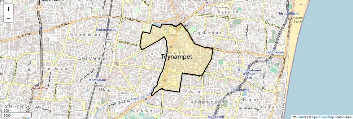 Location Map of Teynampet, Chennai