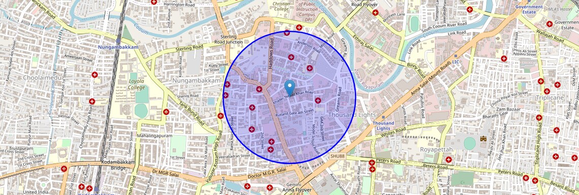 Location Map of Thaiyur, Chennai