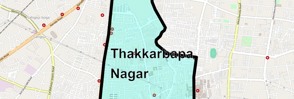 Location Map of Thakkarbapa Nagar, Ahmedabad