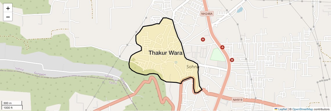 Location Map of Thakur Wara, Gurgaon