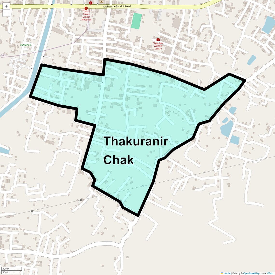 Location Map of Thakuranir Chak, Kolkata
