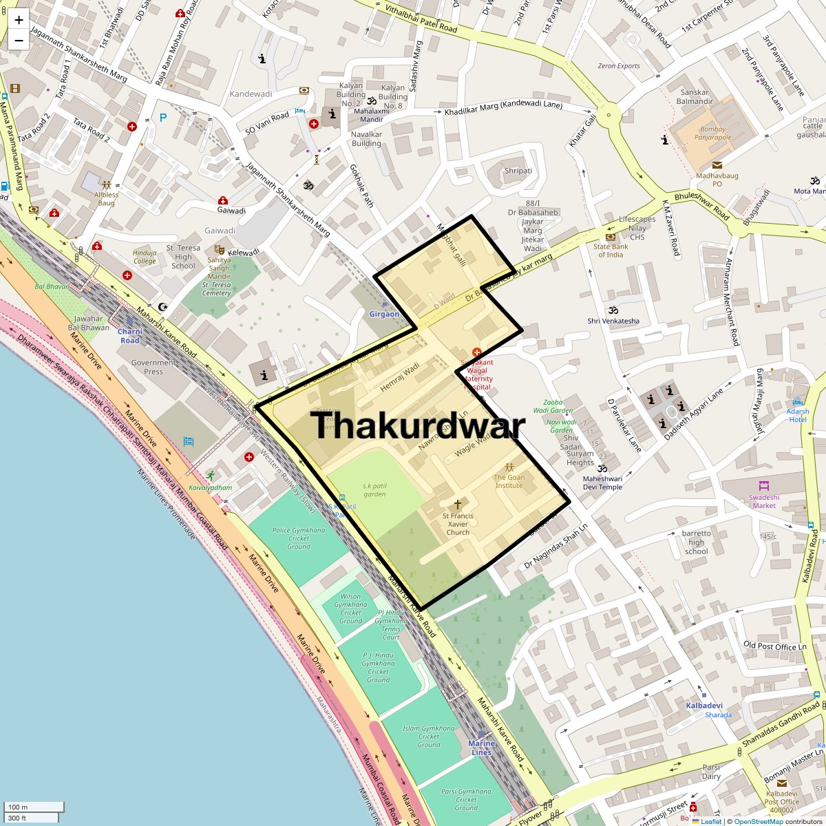 Location Map of Thakurdwar, Mumbai