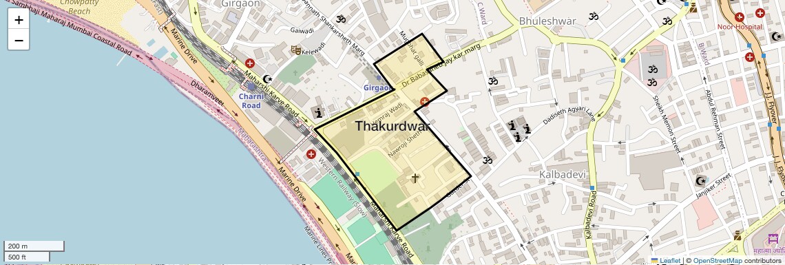 Location Map of Thakurdwar, Mumbai
