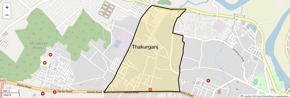 Location Map of Thakurganj, Lucknow
