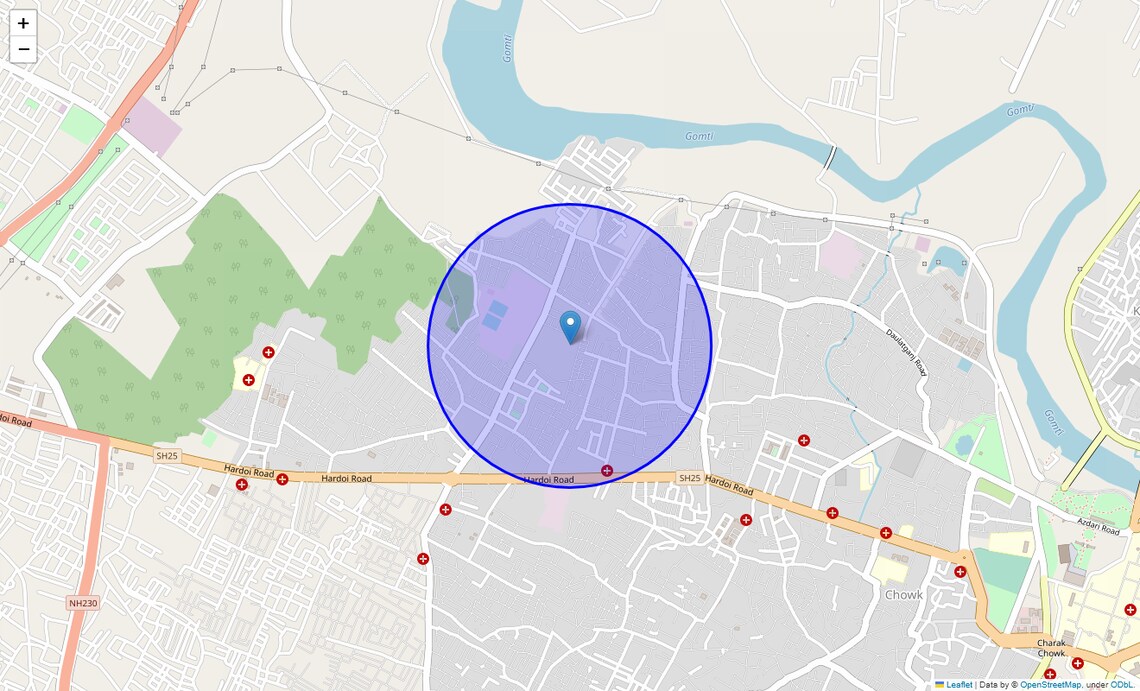 Location Map of Thakurganj, Lucknow