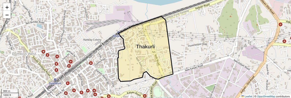 Location Map of Thakurli, Thane