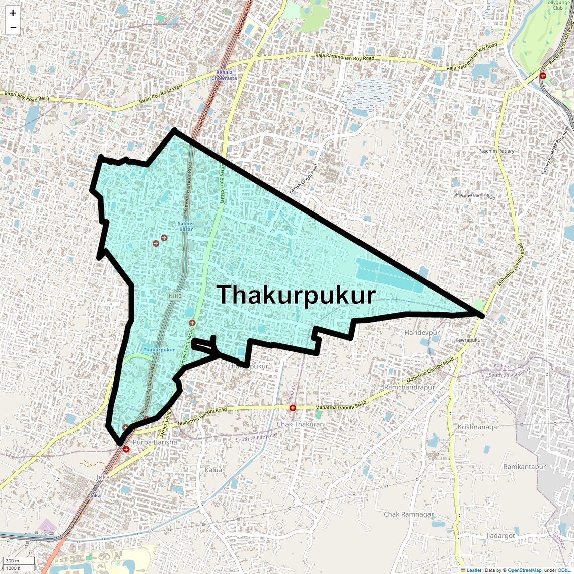 Location Map of Thakurpukur, Kolkata