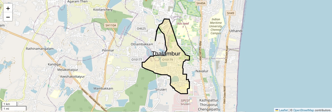 Location Map of Thalambur, Chennai