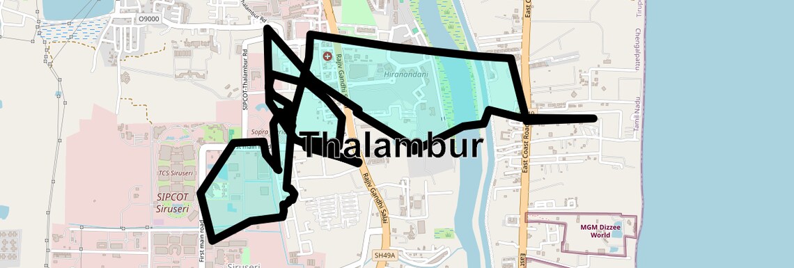 Location Map of Thalambur, Chennai