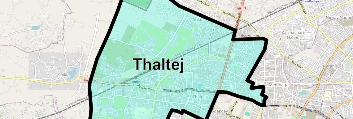 Location Map of Thaltej, Ahmedabad