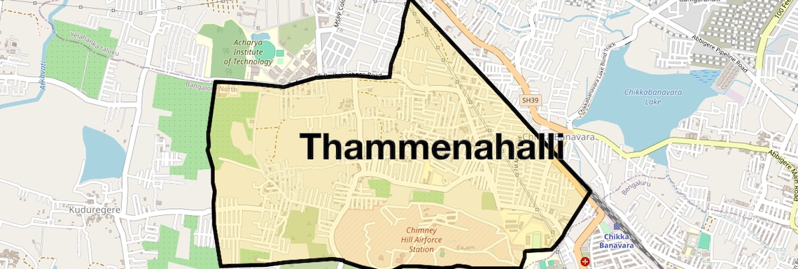 Location Map of Thammenahalli, Bangalore