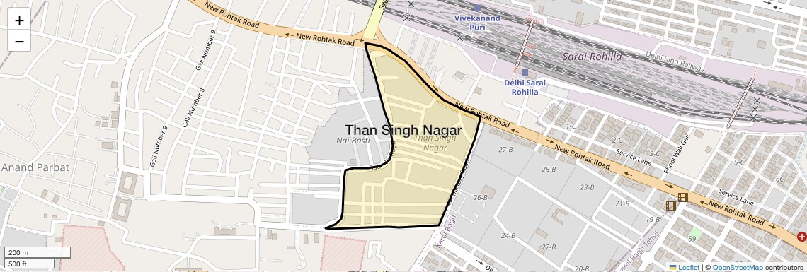 Location Map of Than Singh Nagar, Delhi