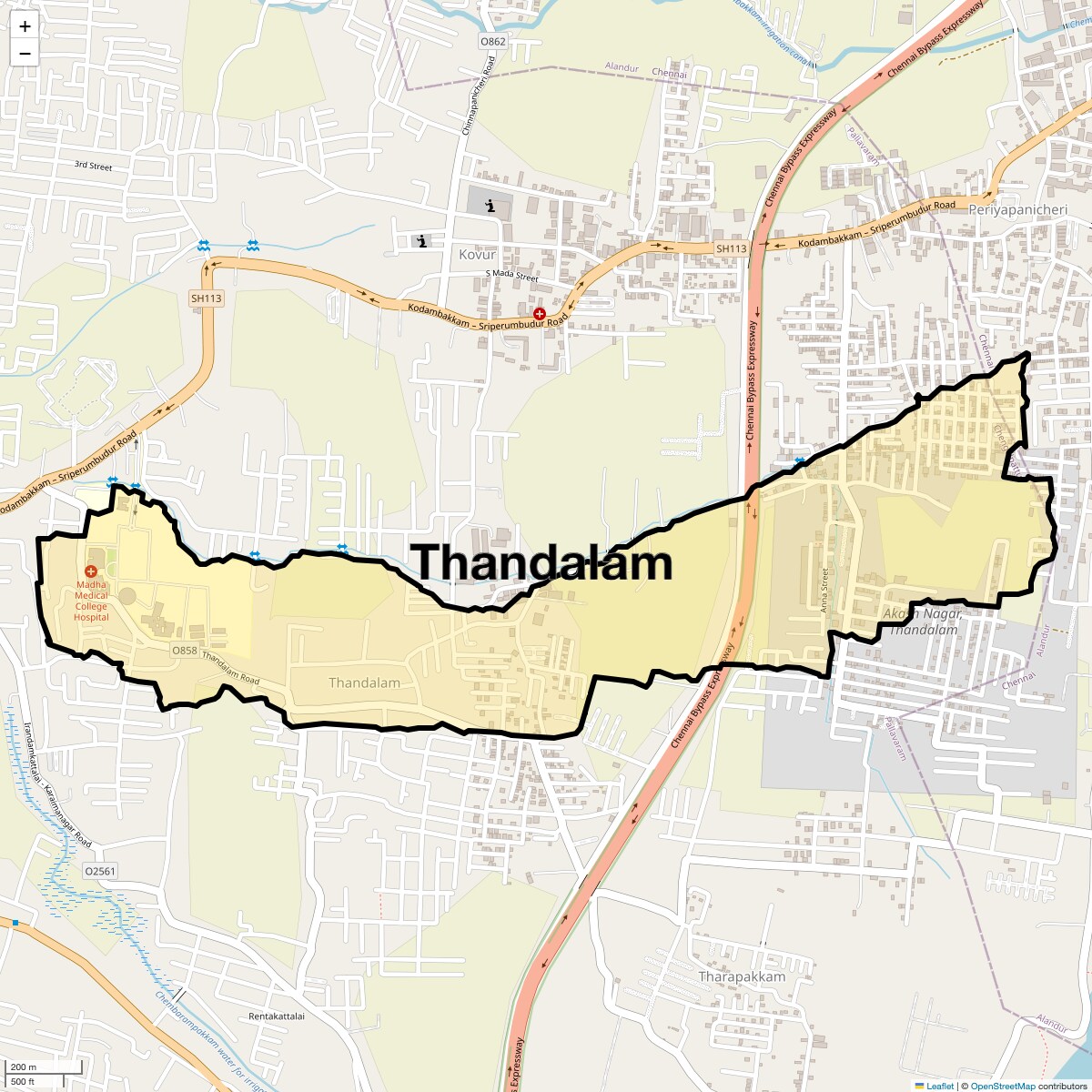 Location Map of Thandalam, Chennai