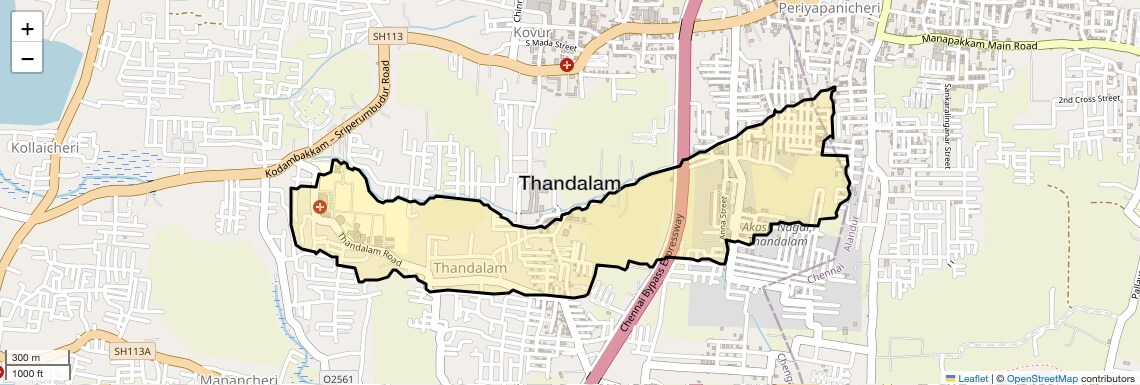 Location Map of Thandalam, Chennai