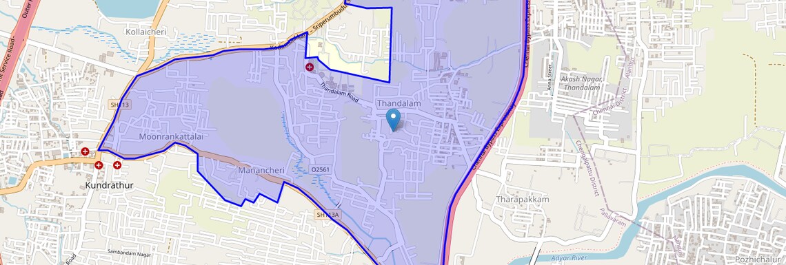 Location Map of Thandalam, Chennai