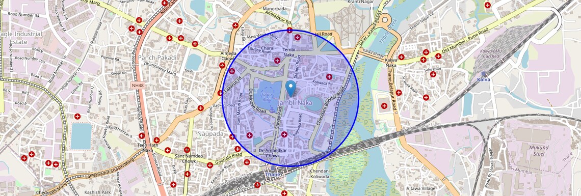 Location Map of Thane Bazar, Thane