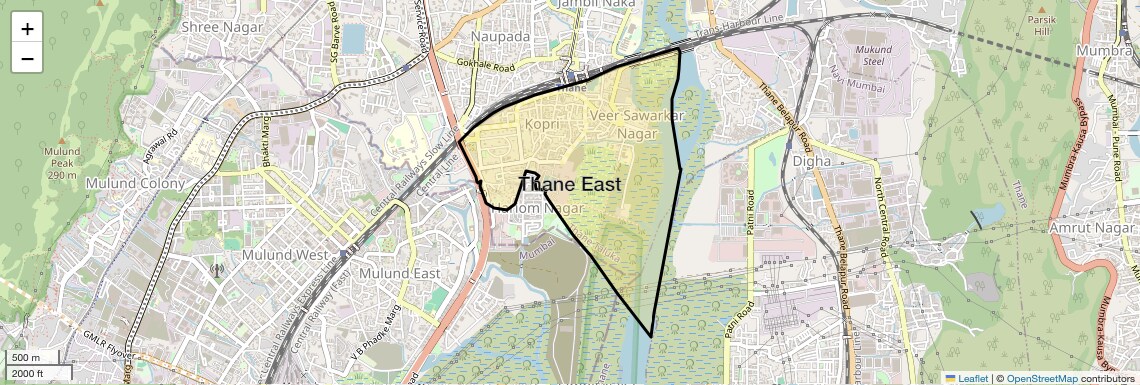 Location Map of Thane East, Thane