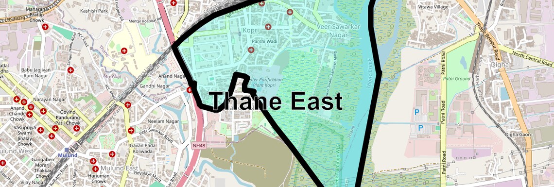 Location Map of Thane East, Thane