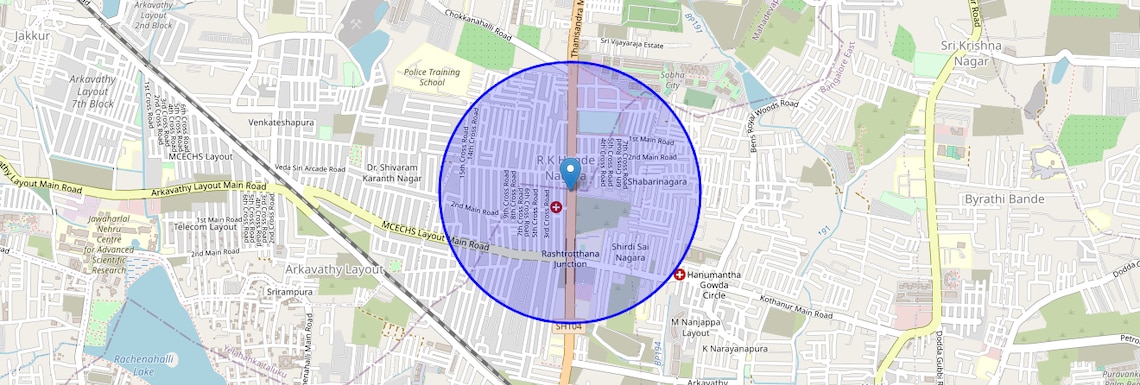 Location Map of Thanisandra Main Road, Bangalore