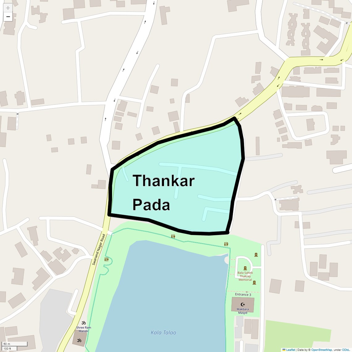 Location Map of Thankar Pada, Thane
