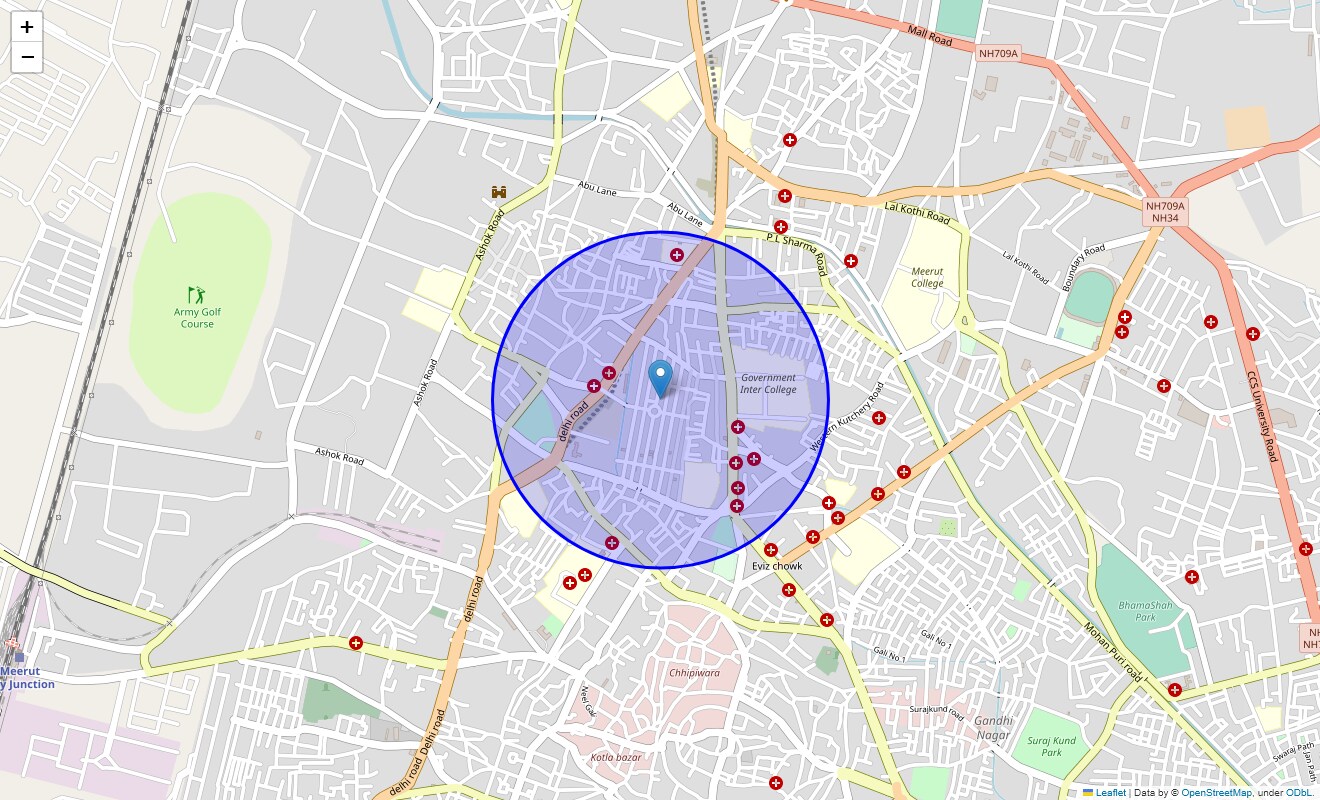 Location Map of Thapar Nagar, Meerut