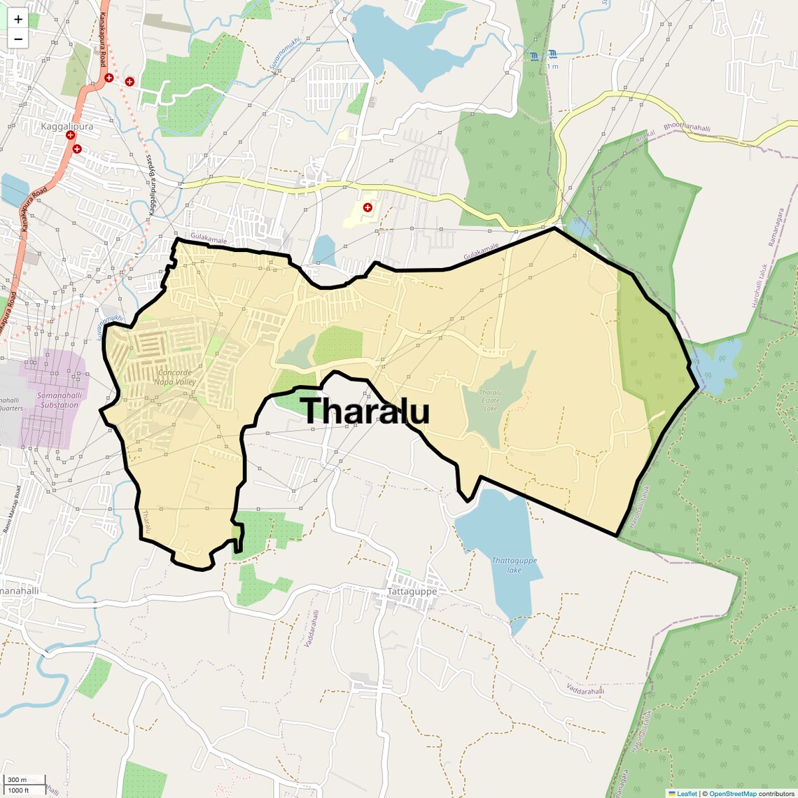 Location Map of Tharalu, Bangalore