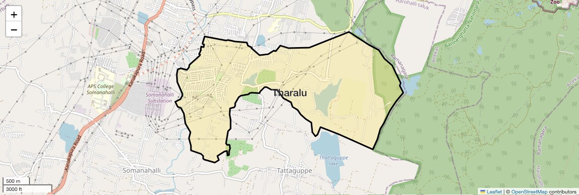 Location Map of Tharalu, Bangalore