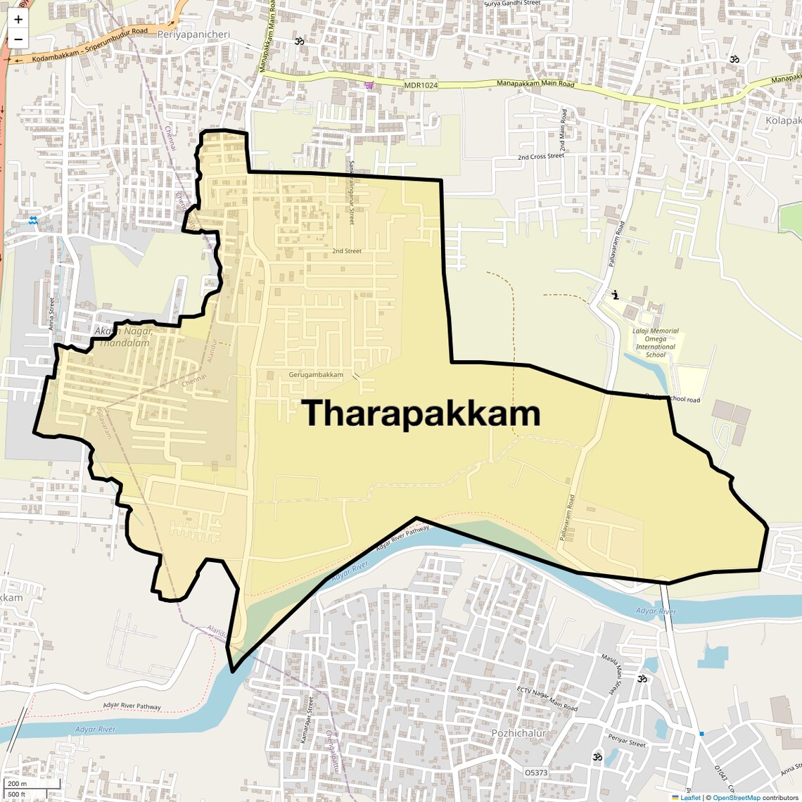 Location Map of Tharapakkam, Chennai