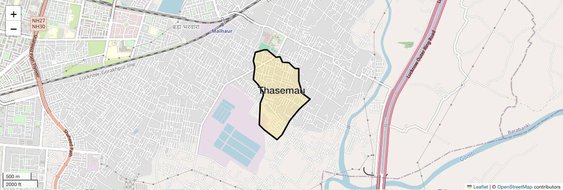 Location Map of Thasemau, Lucknow