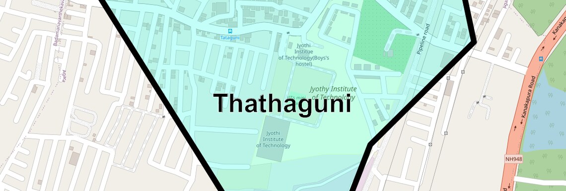 Location Map of Thathaguni, Bangalore