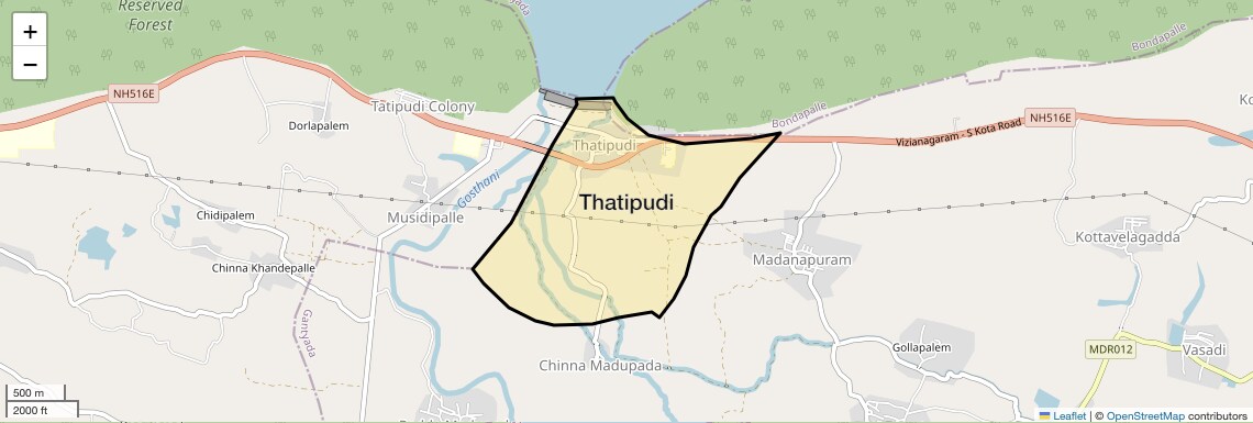 Location Map of Thatipudi, Vizag