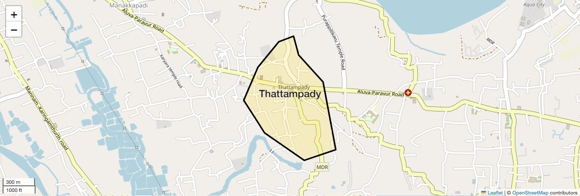 Location Map of Thattampady, Kochi