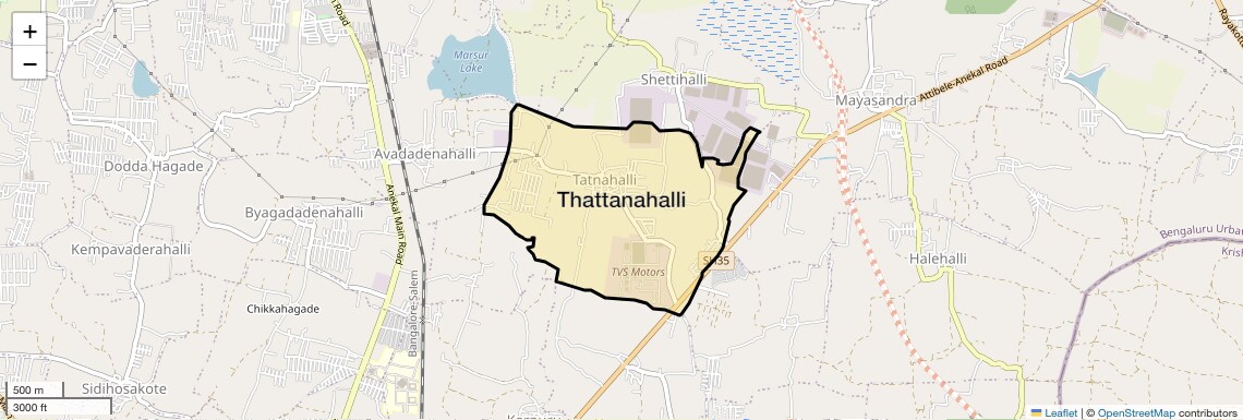 Location Map of Thattanahalli, Bangalore