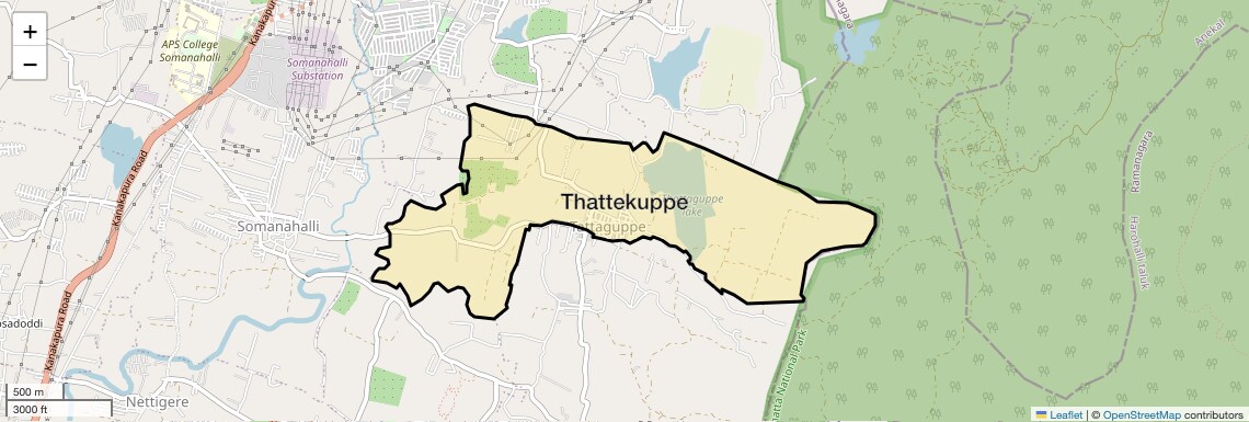 Location Map of Thattekuppe, Bangalore