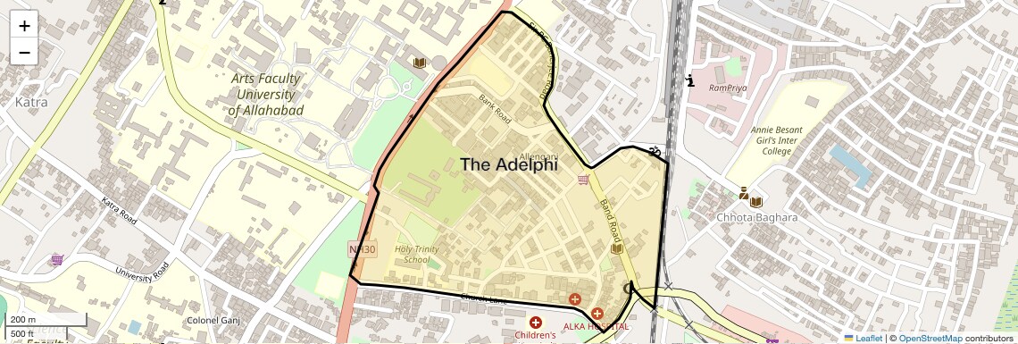 Location Map of The Adelphi, Allahabad