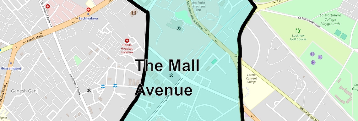 Location Map of The Mall Avenue, Lucknow
