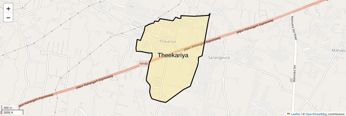 Location Map of Theekariya, Jaipur