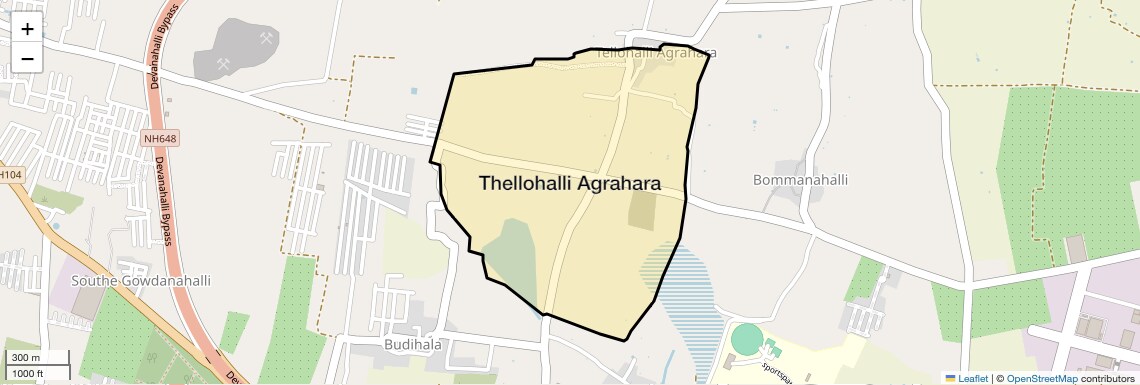 Location Map of Thellohalli Agrahara, Bangalore