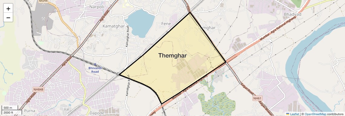 Location Map of Themghar, Thane