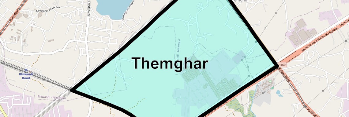 Location Map of Themghar, Thane