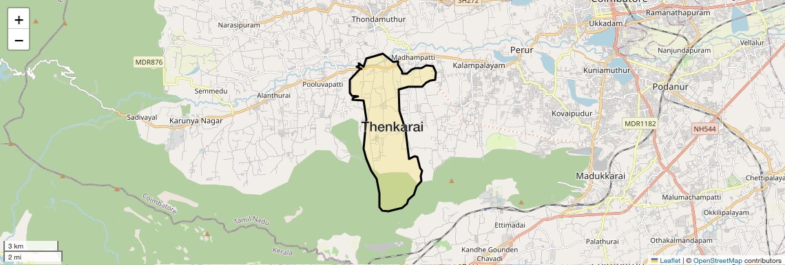 Location Map of Thenkarai, Coimbatore
