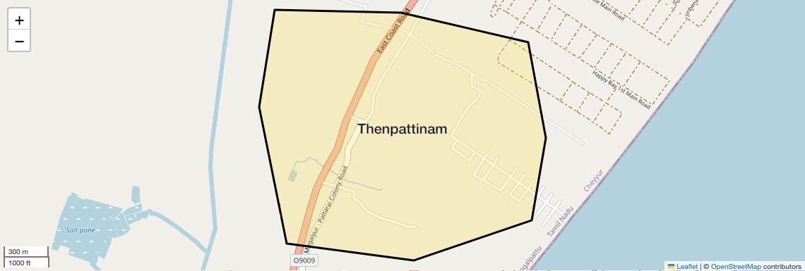 Location Map of Thenpattinam, Chennai