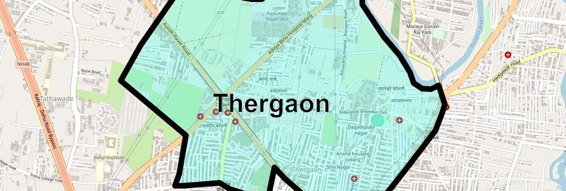 Location Map of Thergaon, Pune
