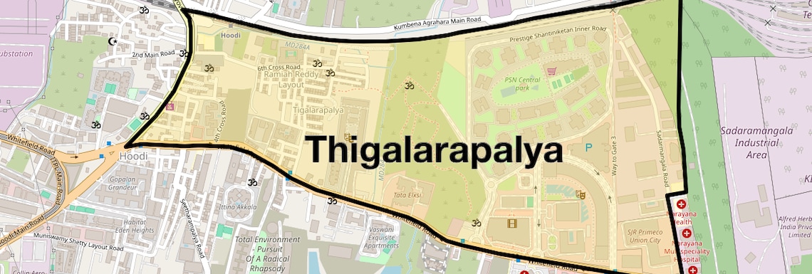 Location Map of Thigalarapalya, Bangalore