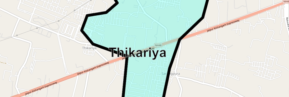Location Map of Thikariya, Jaipur