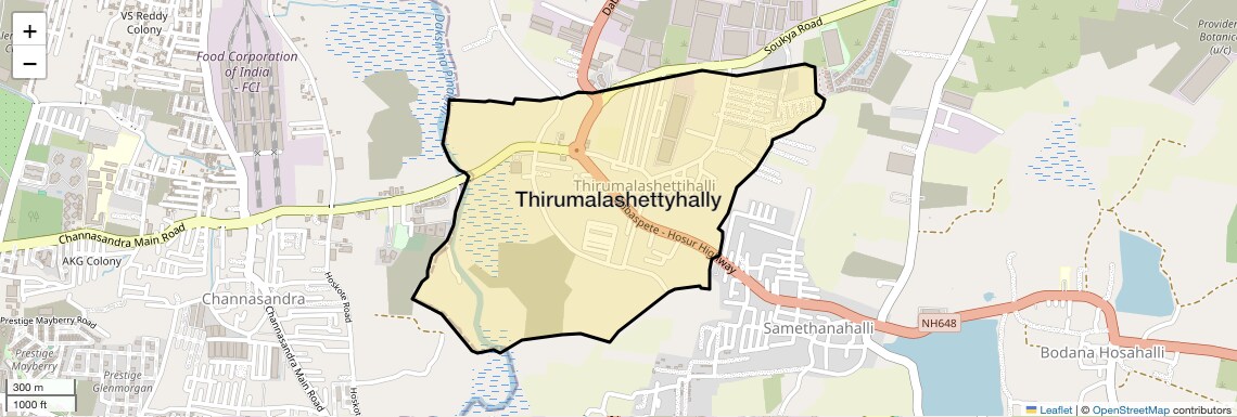 Location Map of Thirumalashettyhally, Bangalore