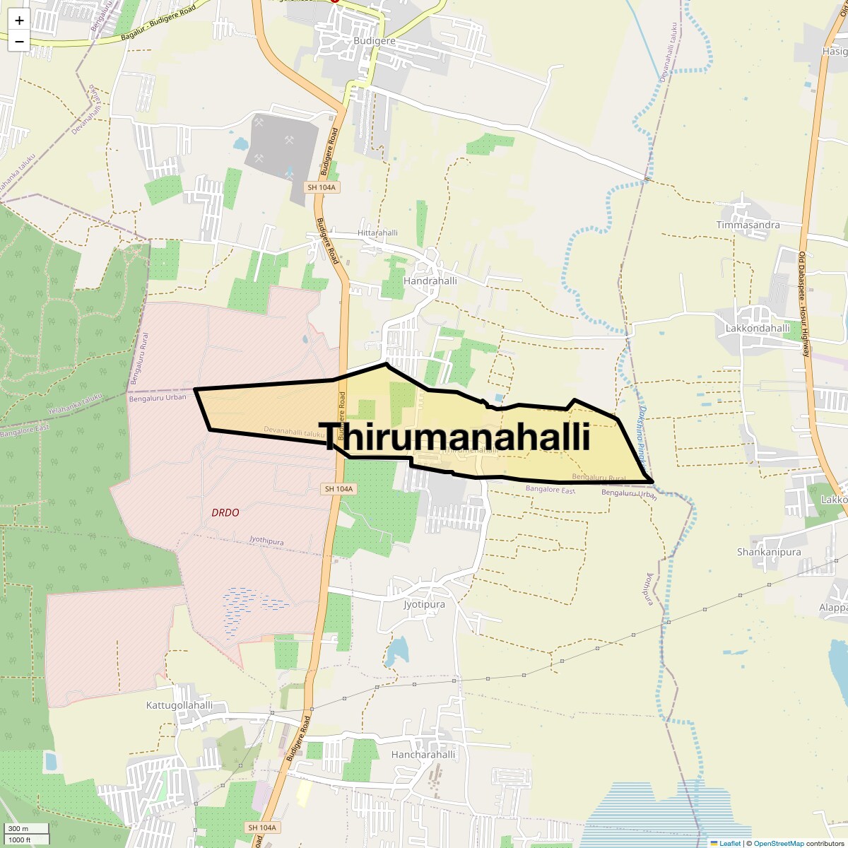Location Map of Thirumanahalli, Bangalore