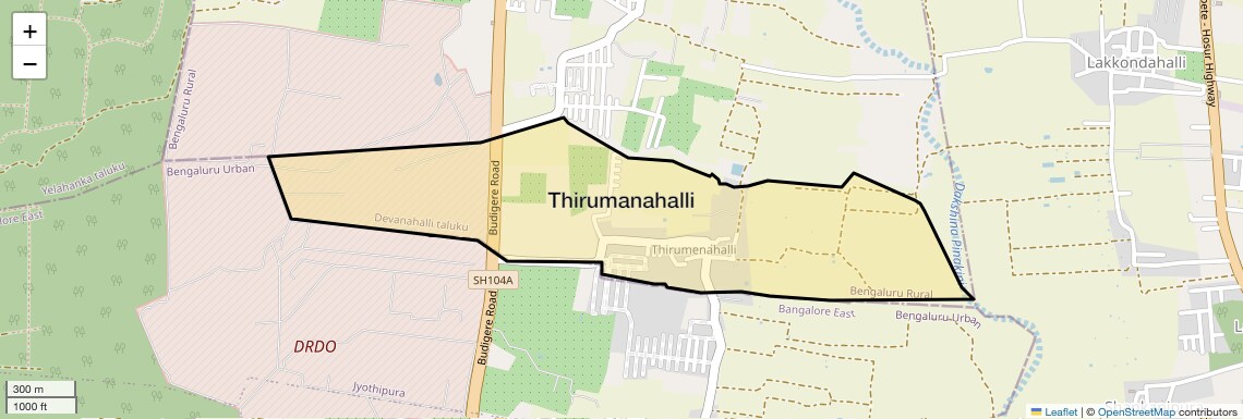 Location Map of Thirumanahalli, Bangalore