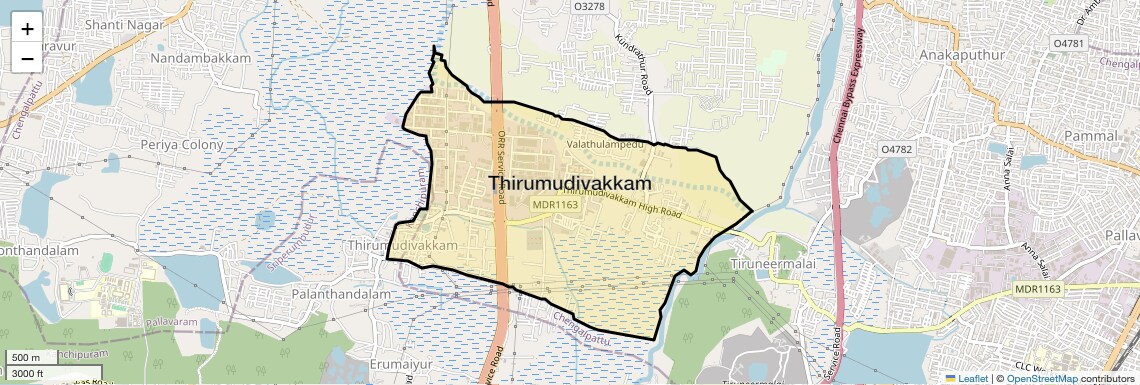 Location Map of Thirumudivakkam, Chennai
