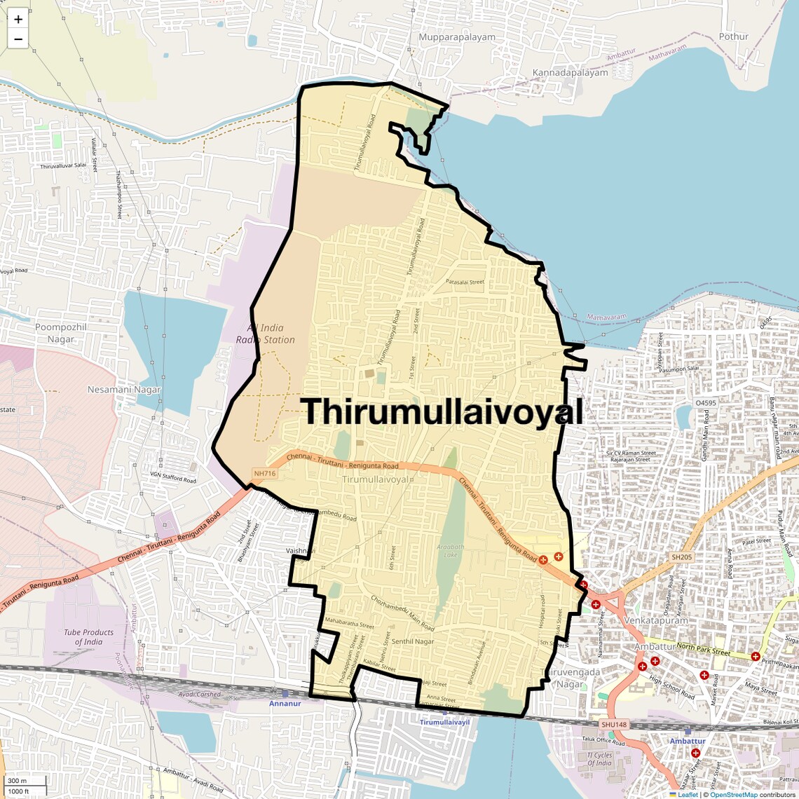 Location Map of Thirumullaivoyal, Chennai